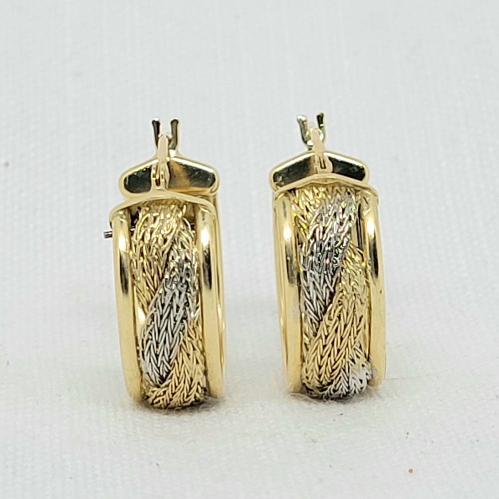 Two tone 14k gold hoop earrings